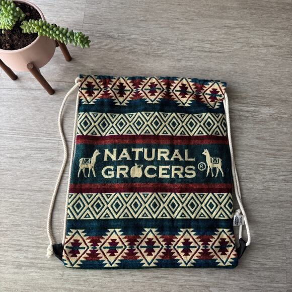Natural Grocer Aztec Llama Print Shoulder Bag Reusable Grocery Tote Wool Acrylic - Picture 1 of 5